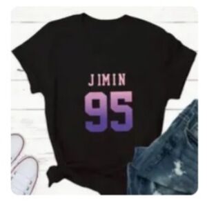 BTS New Jimin Black Shirt with Purple Gradient Design